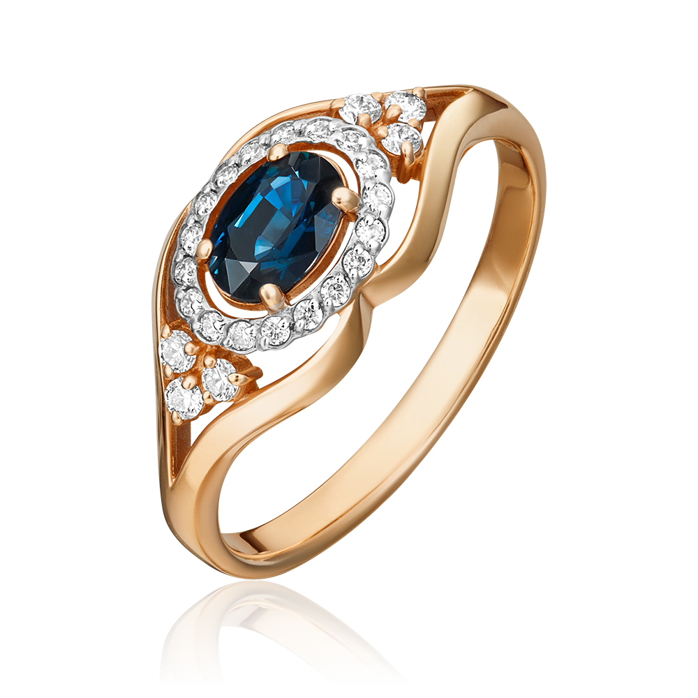 Кольцо из красного золота с сапфиром и бриллиантами 01-1307-00-105-1110-30