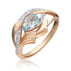 Кольцо из красного золота с топазом и натуральными топазами white 01-5378-00-201-1110-57