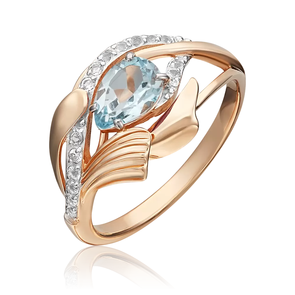 Кольцо из красного золота с топазом и натуральными топазами white 01-5378-00-201-1110-57