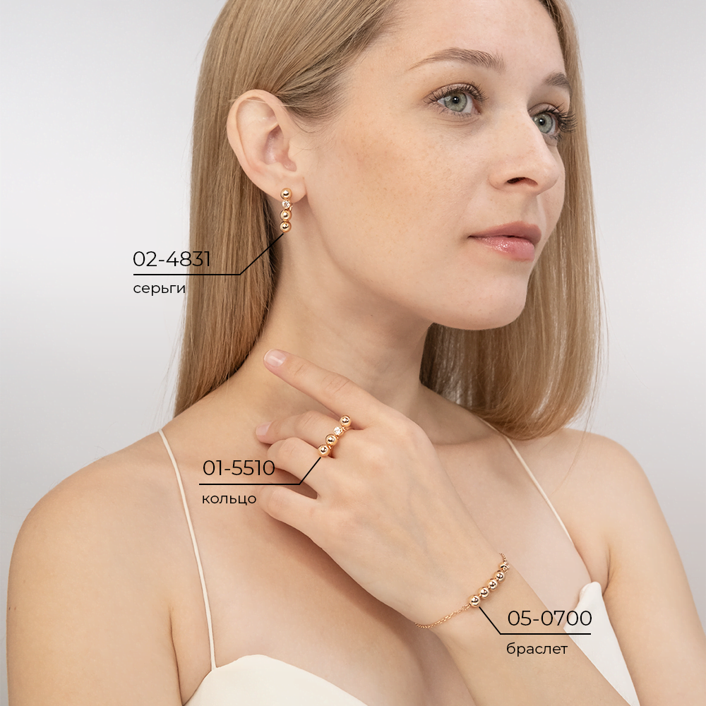 Кольцо «Дуэт форм» из красного золота с натуральным топазом white 01-5510-00-201-1110