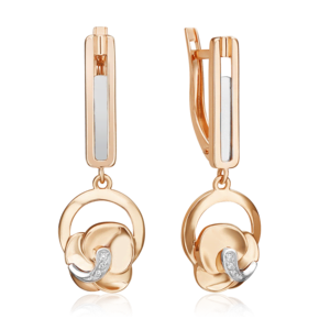 Серьги с английским замком из комбинированного золота с бриллиантами 02-5019-00-101-1111