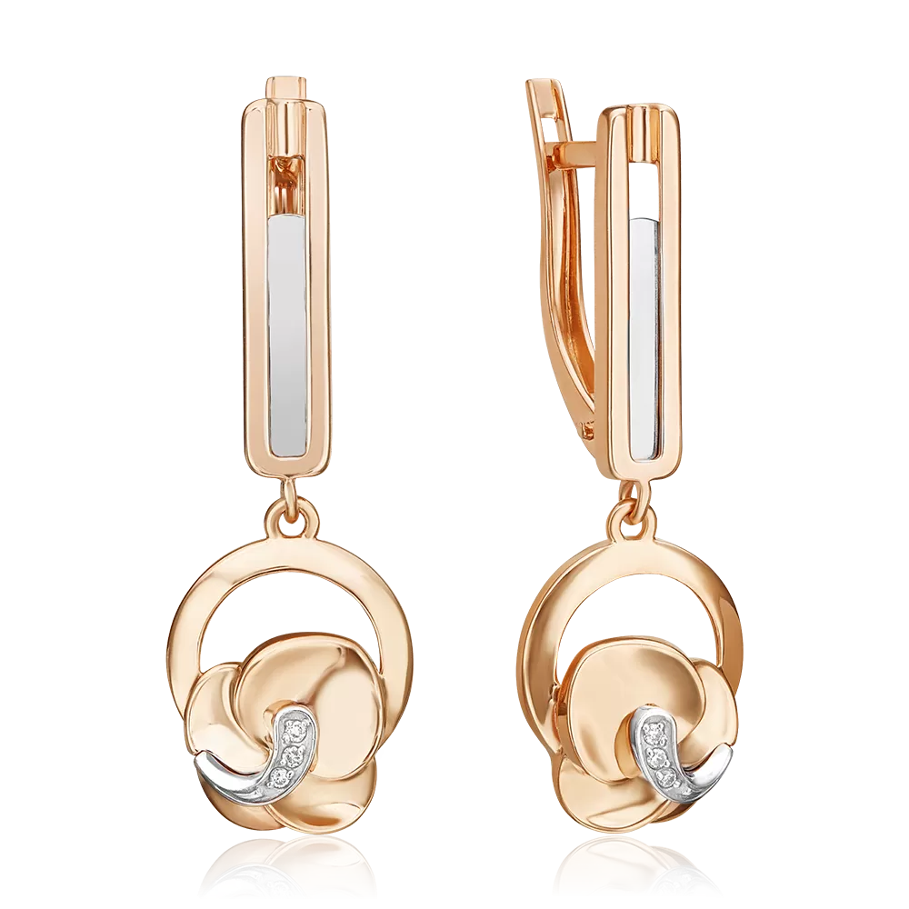 Серьги с английским замком из комбинированного золота с бриллиантами 02-5019-00-101-1111