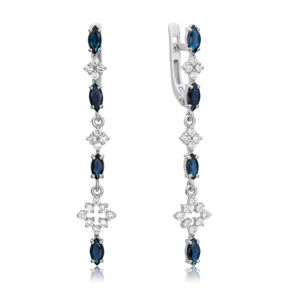 Серьги с английским замком из белого золота с сапфирами и бриллиантами 02-0653-00-105-1120-30