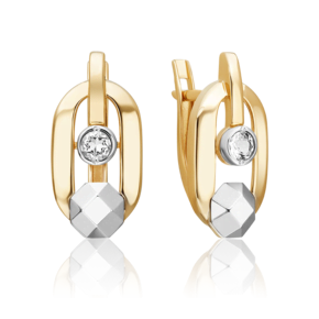 Серьги с английским замком из комбинированного золота с натуральным топазом white 02-5050-00-201-1121