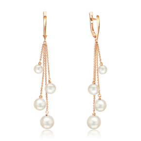 Серьги с английским замком из красного золота с жемчугом культивированным 02-4411-00-301-1110-31