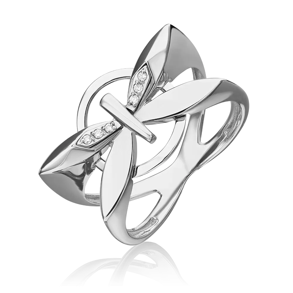 Кольцо «Стрекоза. Ценность настоящего» из белого золота с бриллиантами 01-5493-00-101-1120