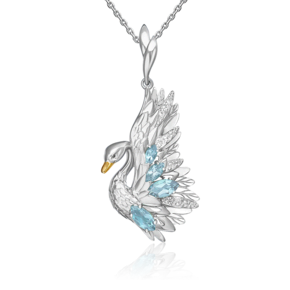 Подвеска «Лебедь» из белого золота с топазами и натуральными топазами white 03-3503-01-201-1120