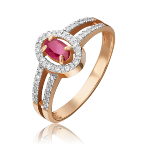 Кольцо из красного золота с рубином и бриллиантами 01-1480-00-107-1110-30
