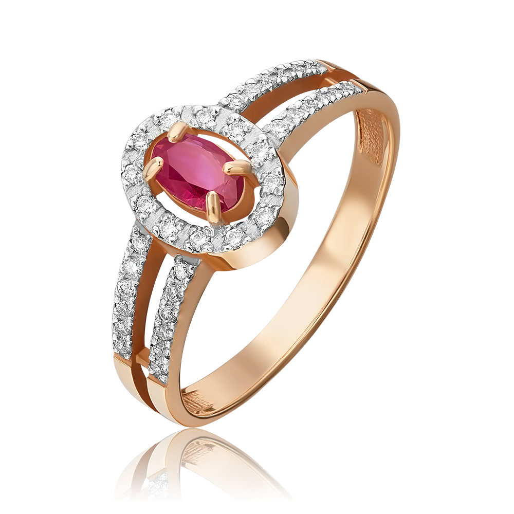 Кольцо из красного золота с рубином и бриллиантами 01-1480-00-107-1110-30