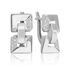 Серьги с английским замком из серебра с фианитами 02-5065-00-401-0200