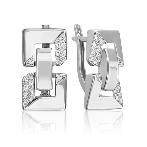 Серьги с английским замком из серебра с фианитами 02-5065-00-401-0200