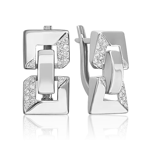 Серьги с английским замком из серебра с фианитами 02-5065-00-401-0200