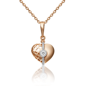 Подвеска «Сердце» из комбинированного золота с фианитами 03-3062-00-401-1111-48