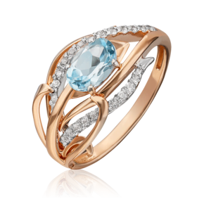 Кольцо «Перо» из красного золота с топазом и натуральными топазами white 01-5374-00-201-1110-57