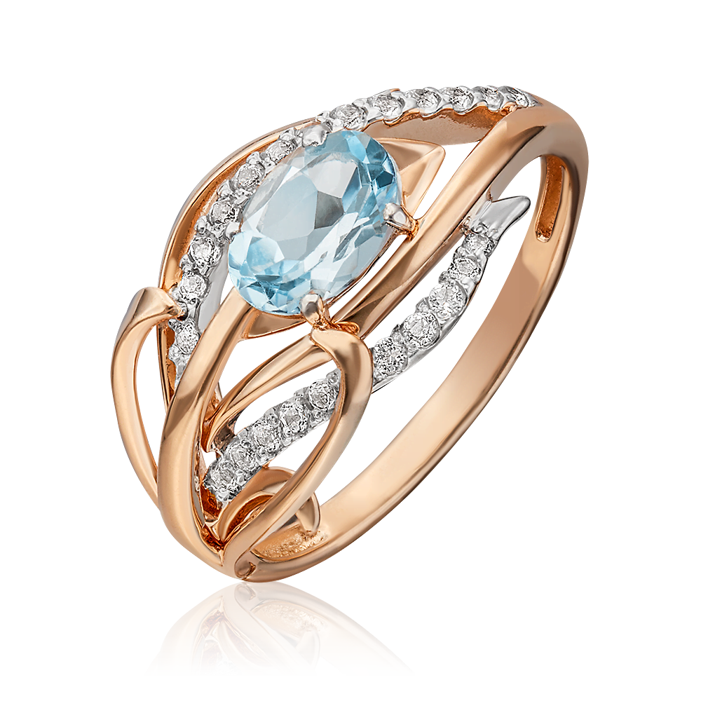 Кольцо «Перо» из красного золота с топазом и натуральными топазами white 01-5374-00-201-1110-57