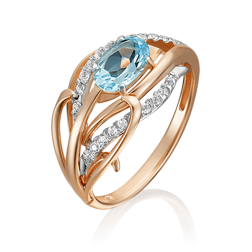 Кольцо «Перо» из красного золота с топазом и натуральными топазами white 01-5374-00-201-1110-57