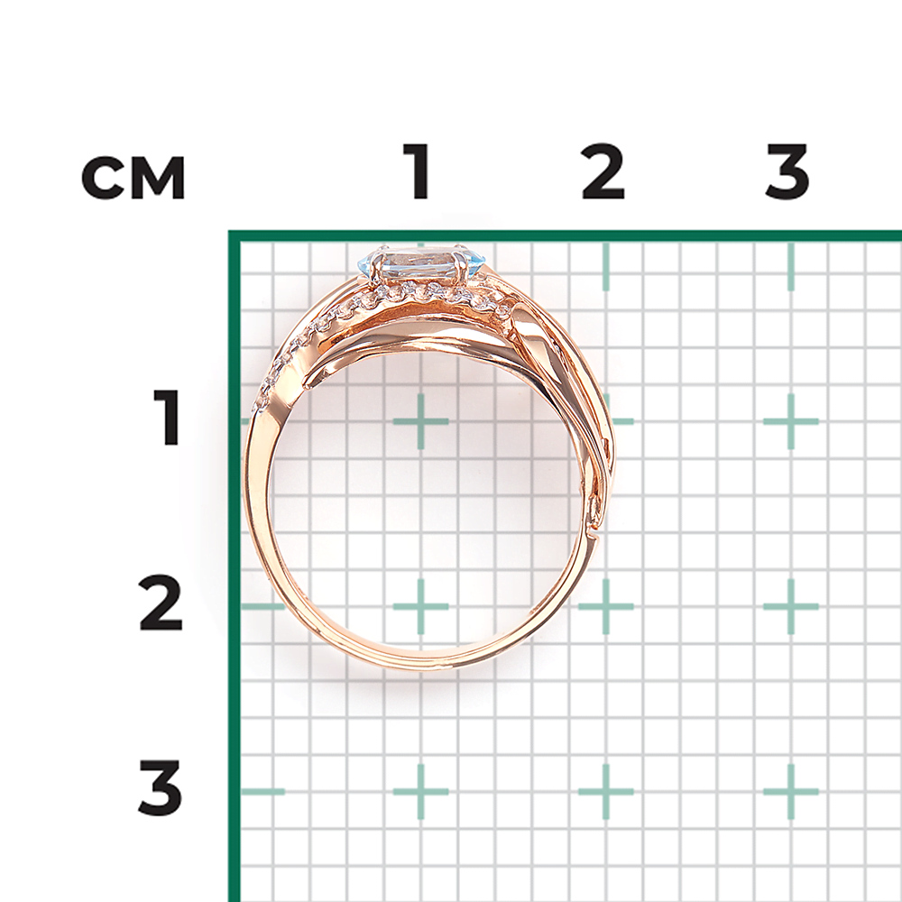 Кольцо «Перо» из красного золота с топазом и натуральными топазами white 01-5374-00-201-1110-57