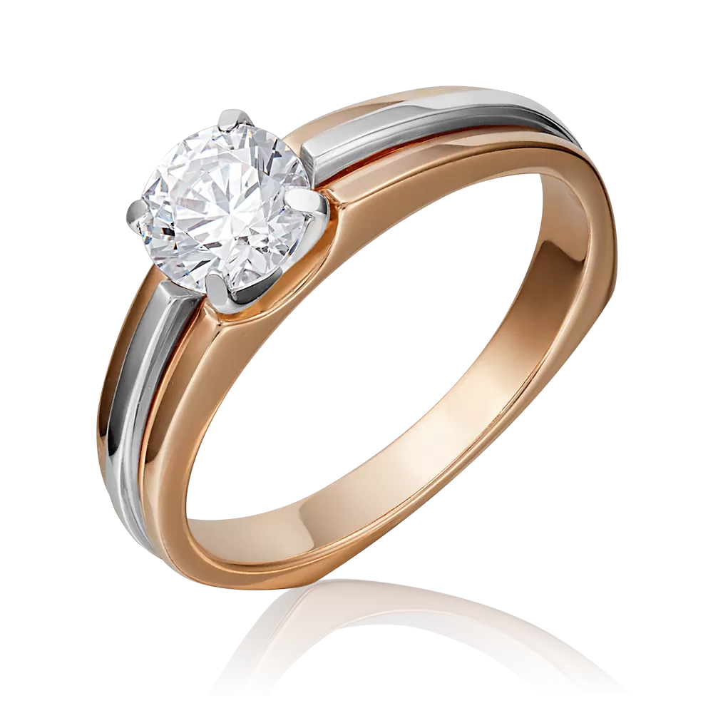 Помолвочное кольцо из комбинированного золота с фианитом 01-5208-00-501-1111-38