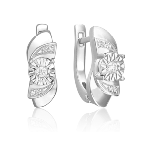 Серьги с английским замком из белого золота с бриллиантами 02-5233-00-101-1120