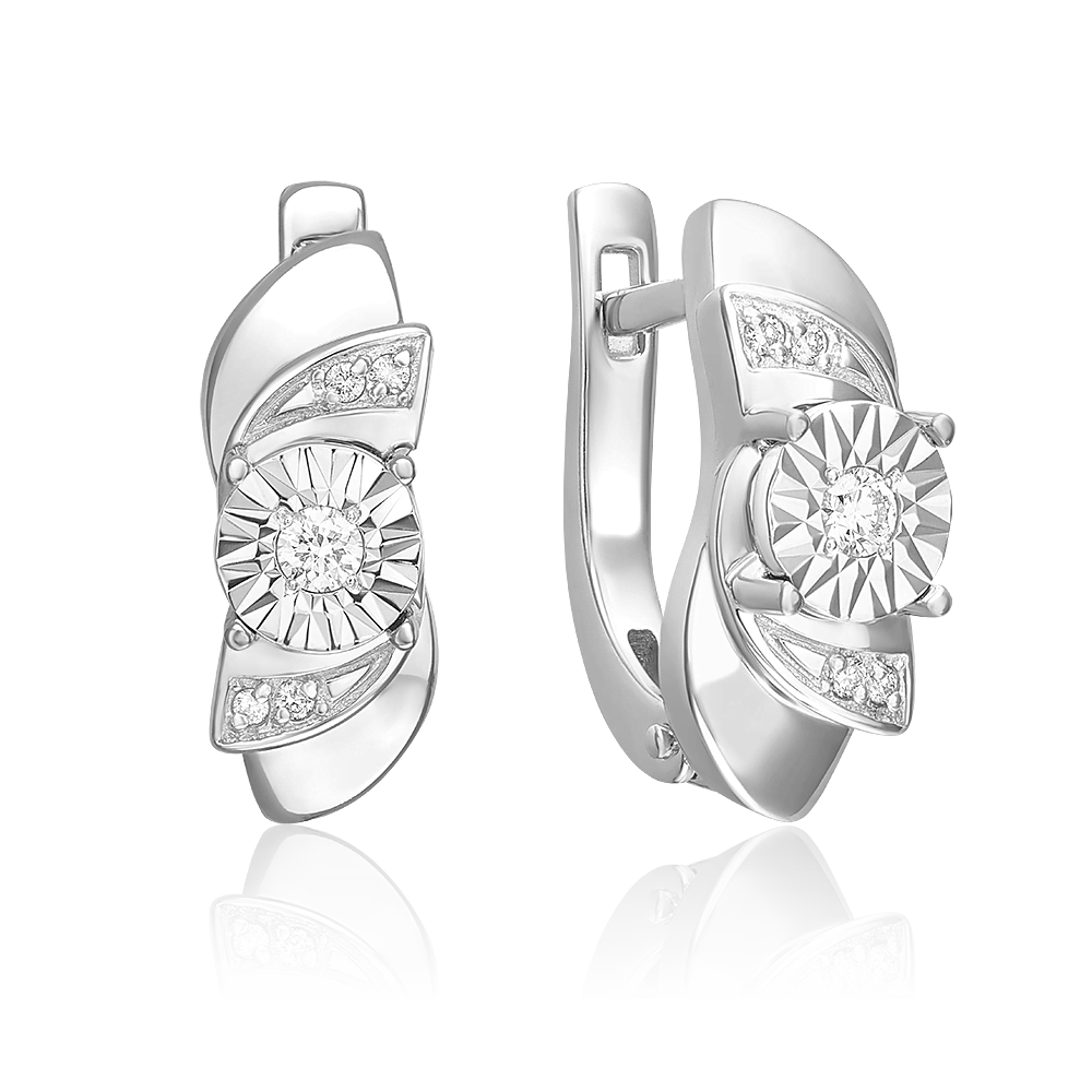 Серьги с английским замком из белого золота с бриллиантами 02-5233-00-101-1120