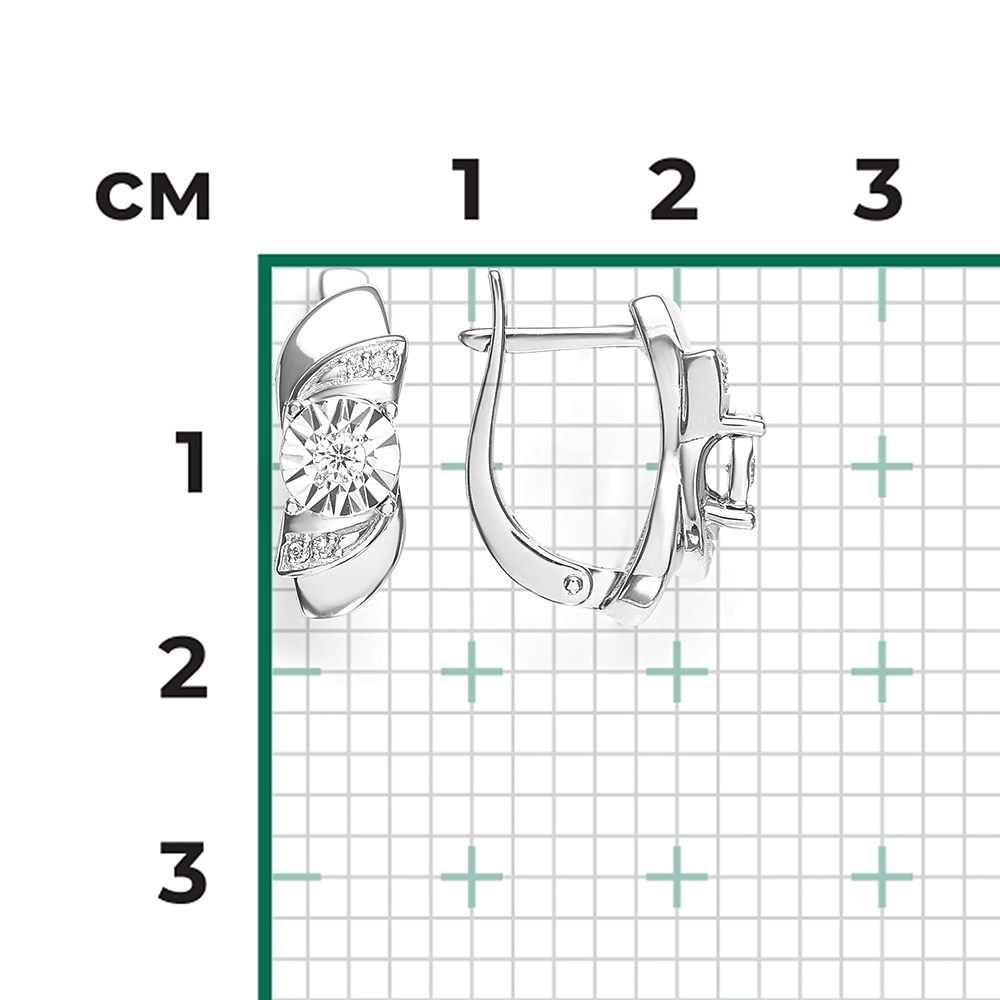 Серьги с английским замком из белого золота с бриллиантами 02-5233-00-101-1120