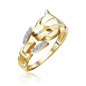 Кольцо «Пантера» из лимонного золота с фианитами 01-5880-00-401-1130