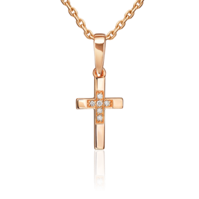 Декоративный крест из красного золота с бриллиантами 03-3693-00-101-1110