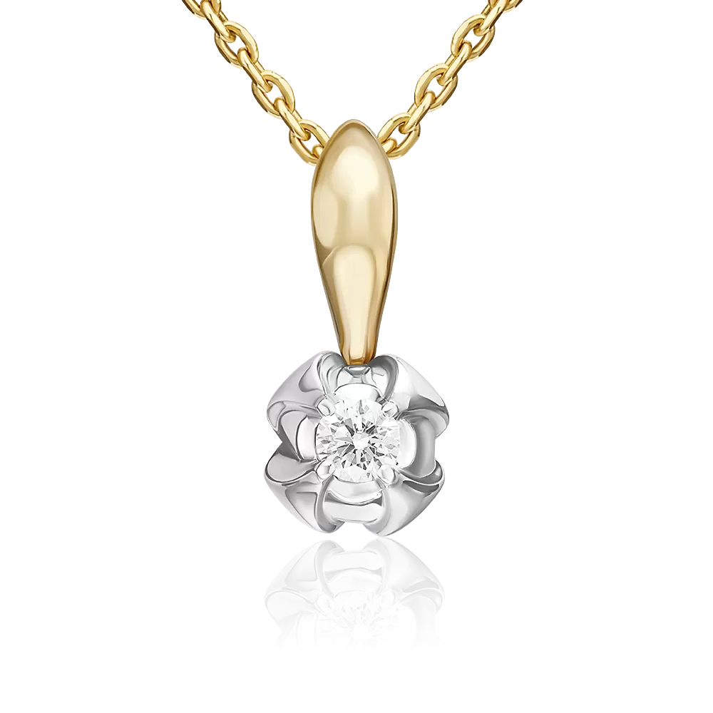 Подвеска из комбинированного золота с бриллиантом 03-3521-00-101-1121