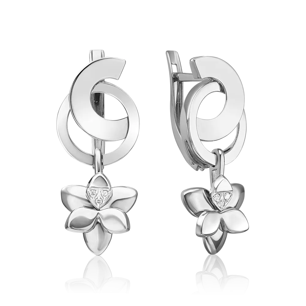 Серьги с английским замком из белого золота с бриллиантами 02-4998-00-101-1120