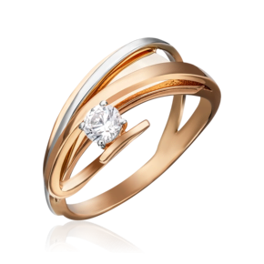 Кольцо из комбинированного золота с фианитом 01-5266-00-401-1111