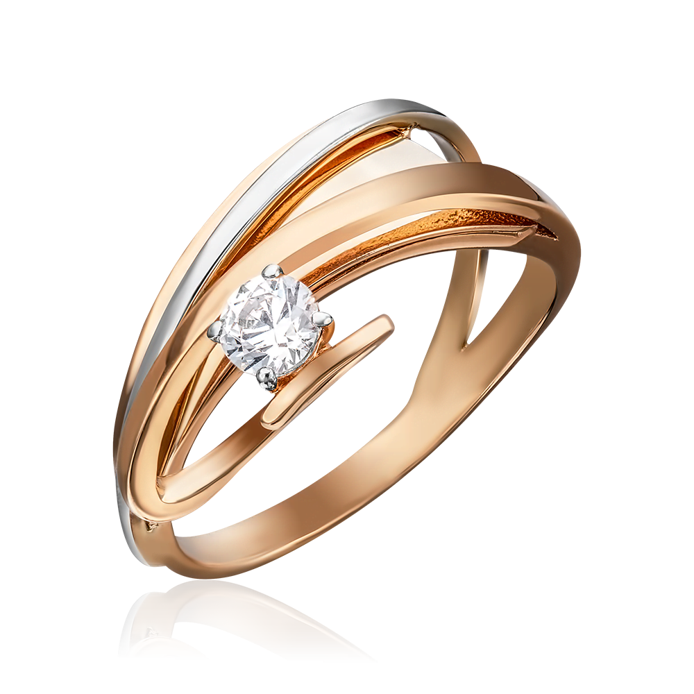 Кольцо из комбинированного золота с фианитом 01-5266-00-401-1111