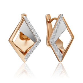 Серьги с английским замком из комбинированного золота с фианитами 02-4605-00-401-1111-23