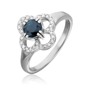 Кольцо из белого золота с сапфиром и бриллиантами 01-0187-00-105-1120-30
