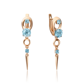 Серьги с английским замком из красного золота с топазами