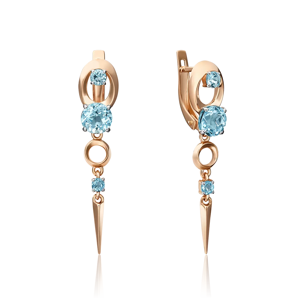 Серьги с английским замком из красного золота с топазами 02-4526-00-201-1110-57