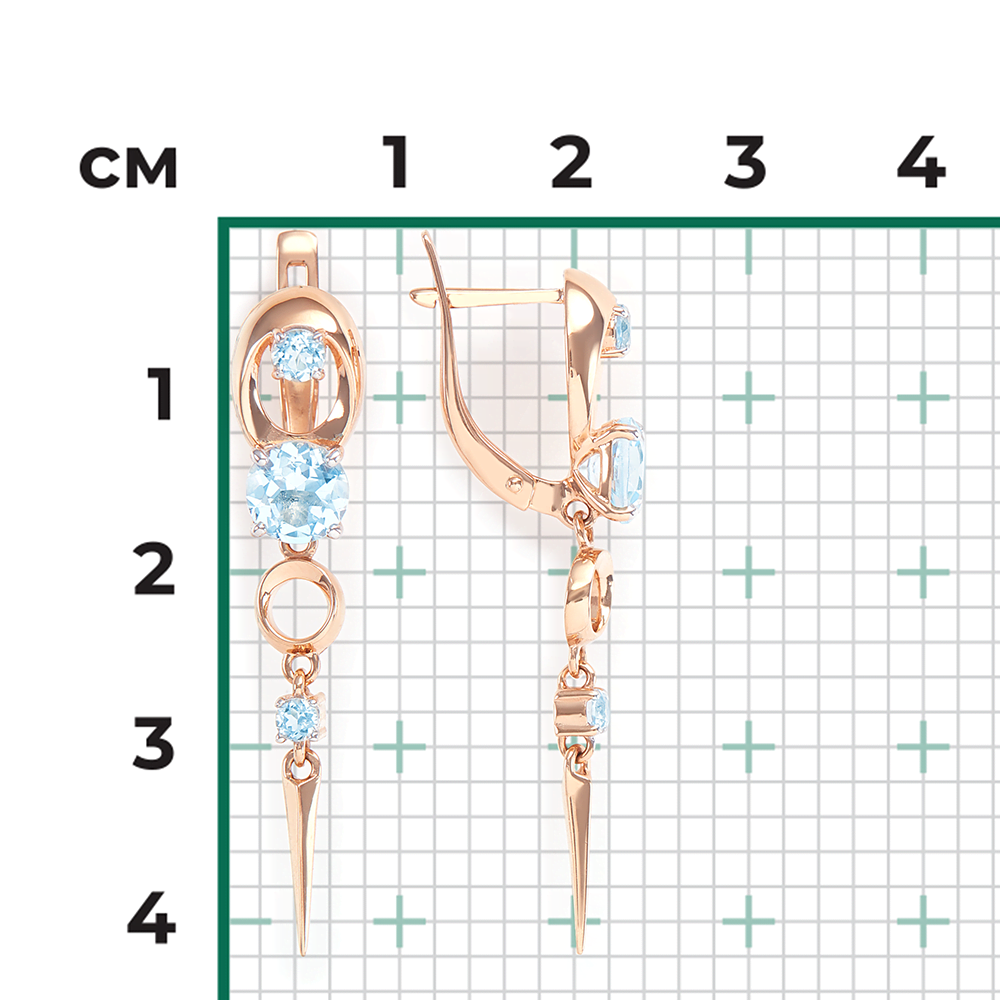Серьги с английским замком из красного золота с топазами 02-4526-00-201-1110-57