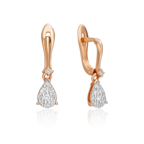 Серьги с английским замком из красного золота с бриллиантами 02-0926-00-101-1110-30