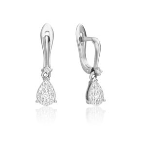 Серьги с английским замком из белого золота с бриллиантами 02-0926-00-101-1120-30