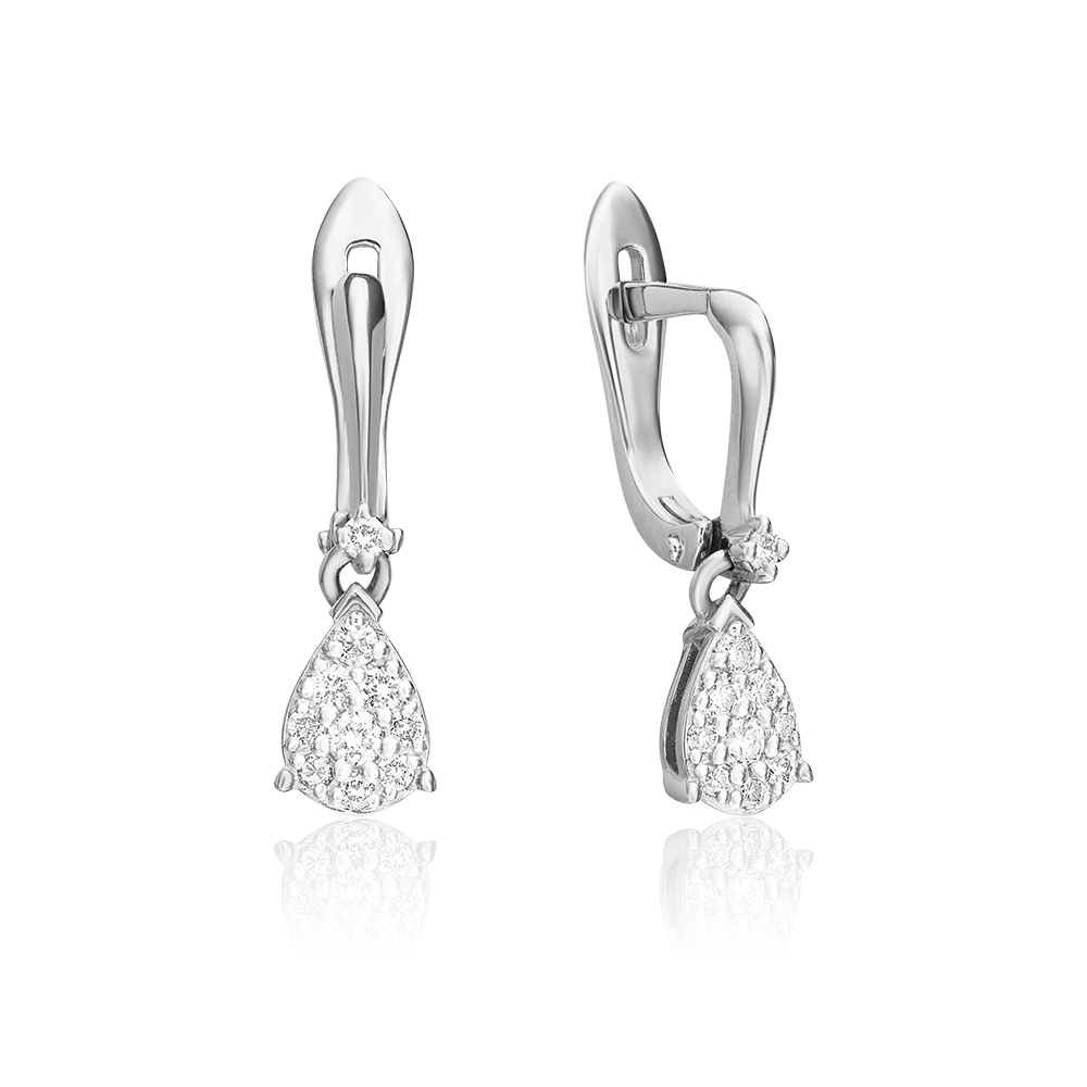 Серьги с английским замком из белого золота с бриллиантами 02-0926-00-101-1120-30