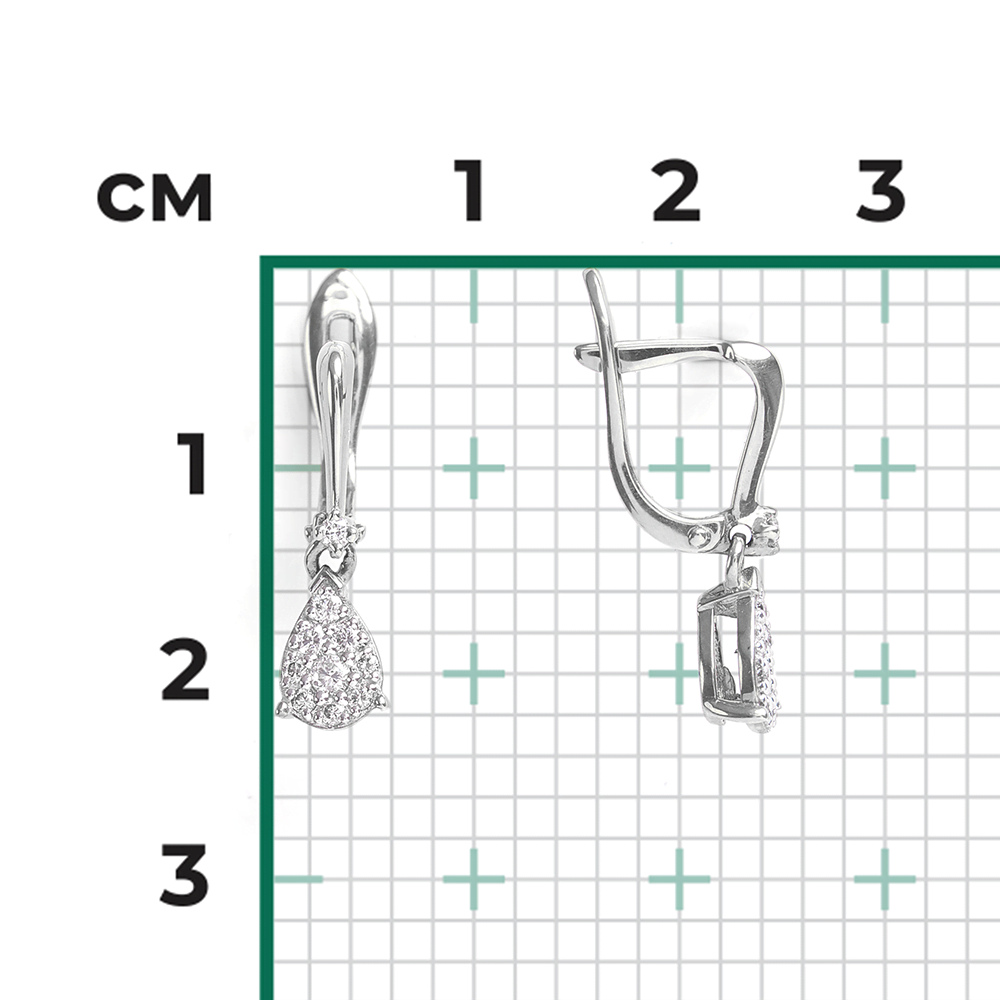 Серьги с английским замком из белого золота с бриллиантами 02-0926-00-101-1120-30
