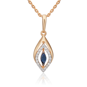 Подвеска из красного золота с сапфиром и бриллиантами