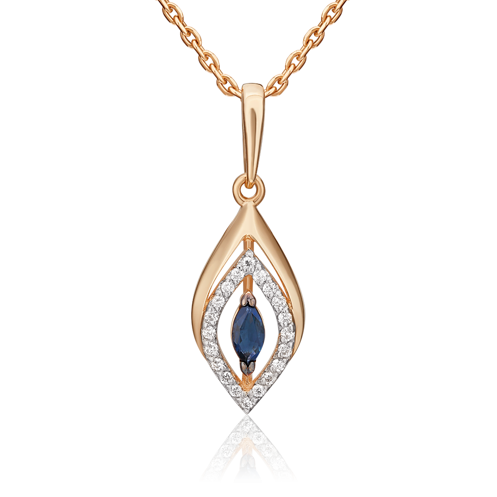 Подвеска из красного золота с сапфиром и бриллиантами 03-0536-00-105-1110-30