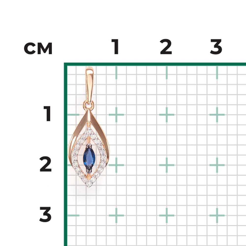 Подвеска из красного золота с сапфиром и бриллиантами 03-0536-00-105-1110-30