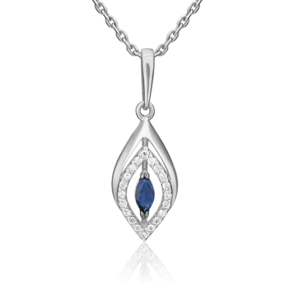 Подвеска из белого золота с сапфиром и бриллиантами
