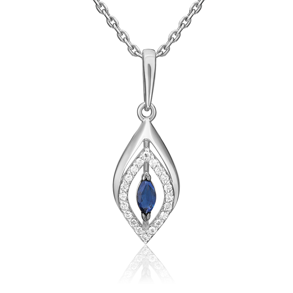 Подвеска из белого золота с сапфиром и бриллиантами 03-0536-00-105-1120-30