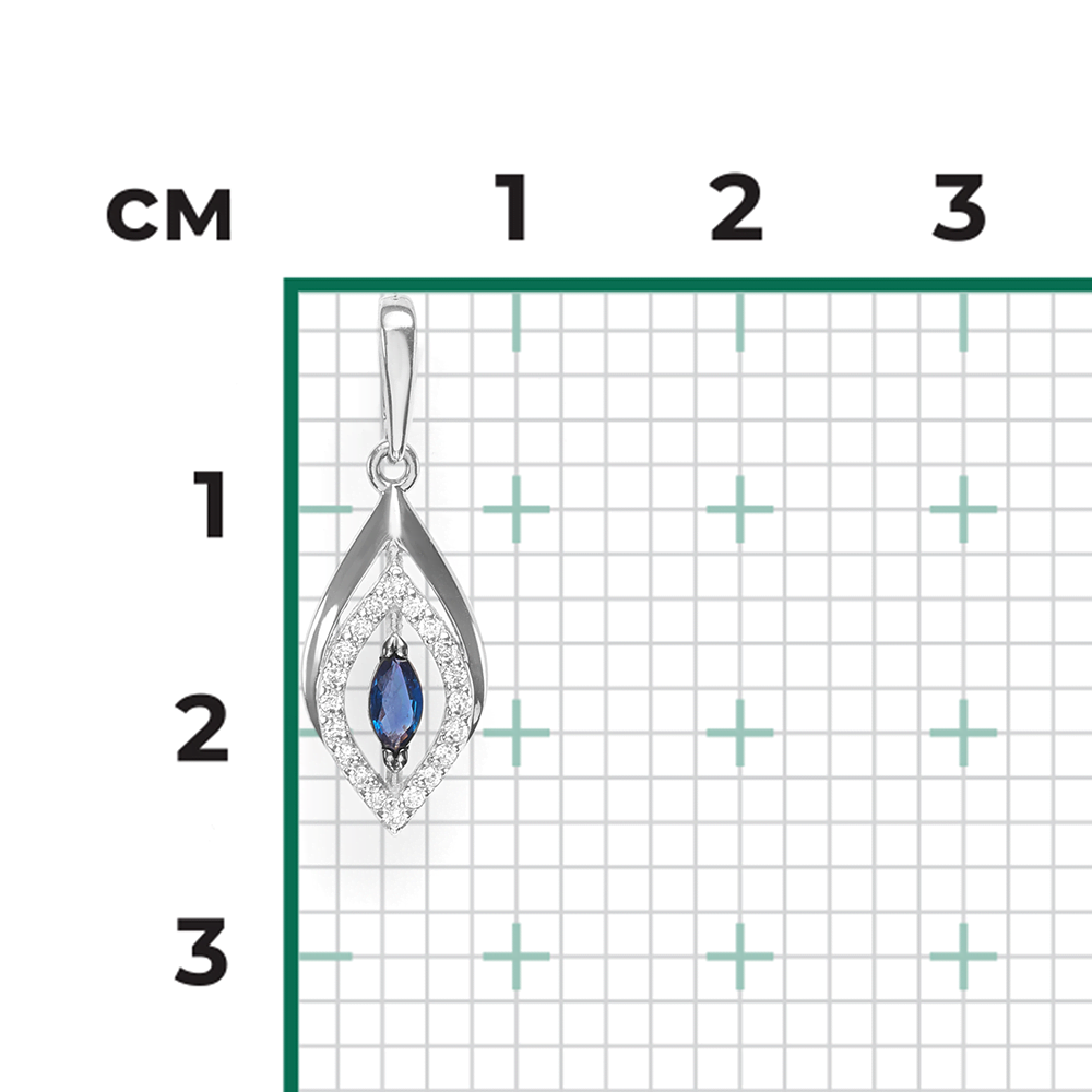 Подвеска из белого золота с сапфиром и бриллиантами 03-0536-00-105-1120-30