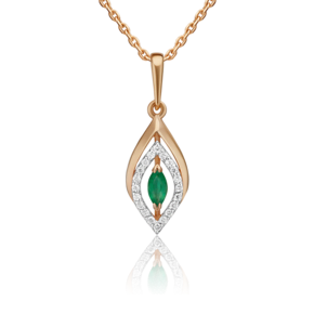Подвеска из красного золота с изумрудом и бриллиантами