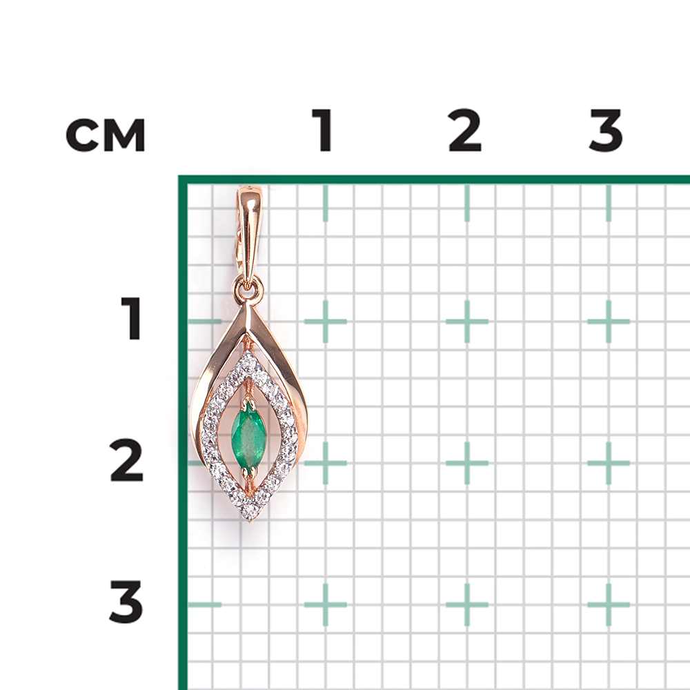 Подвеска из красного золота с изумрудом и бриллиантами 03-0536-00-106-1110-30