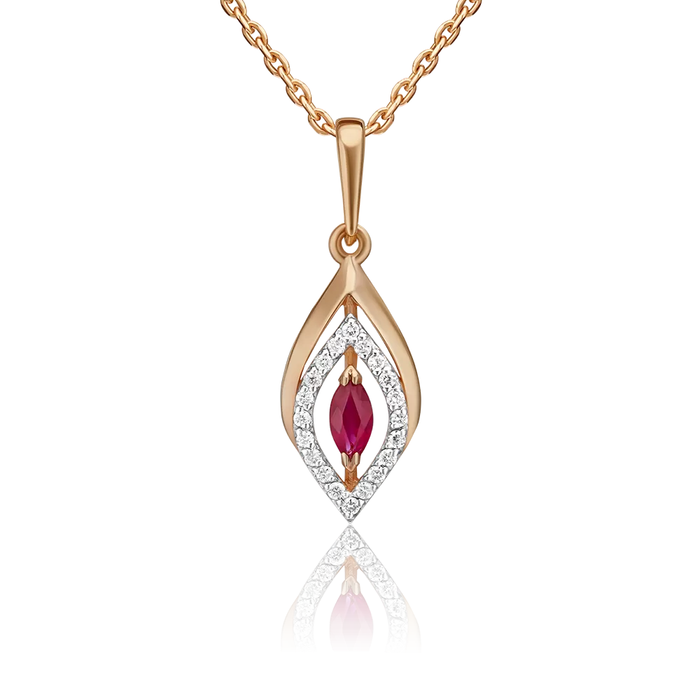 Подвеска из красного золота с рубином и бриллиантами 03-0536-00-107-1110-30