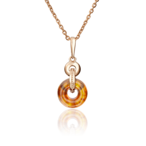 Подвеска из красного золота с янтарём 03-2856-00-271-1110-46